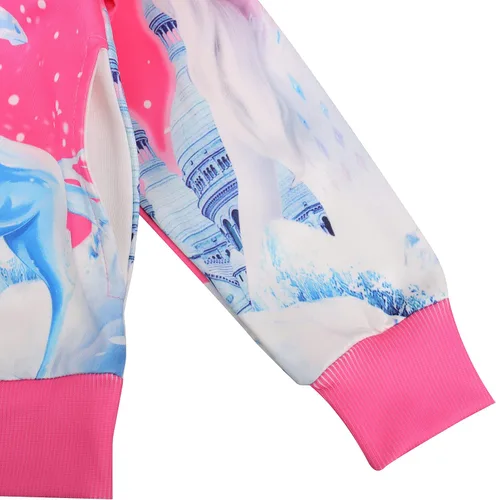Vista 4 de WYYXXT Sudadera con capucha y cremallera para niñas pequeñas, de manga larga, con estampado de dibujos animados