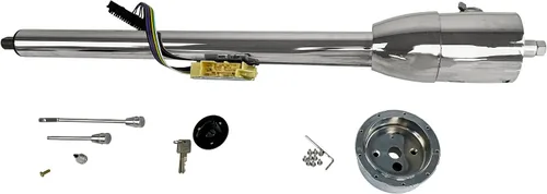 Vista 13 de Columna de dirección manual de 81 cm con inclinación, acabado de acero inoxidable pulido, con adaptador de rueda de 9 orificios, sin llave Columna