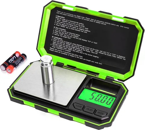 Vista 8 de Báscula de bolsillo digital de Fuzion 7.05 oz/0.00 oz, báscula de gramos con pantalla LCD, tara y PCS, báscula digital mini con peso de calibración