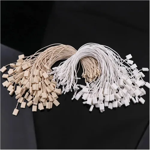 Vista 3 de 600PCPlastic Hang Tag Seal String con Bullet Plug Cera Línea Cable Snap Head Loop Lock Buckle Fashion Bag Price Rope Fasteners(Pure White)