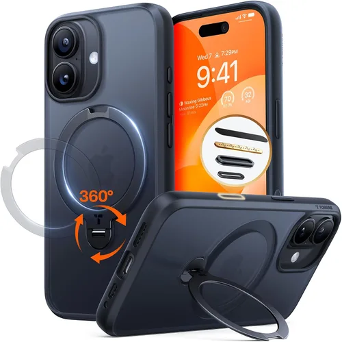 Vista 23 de TORRAS Q3 Spin - Funda para iPhone 14 Pro Max con soporte magnético 360, color negro