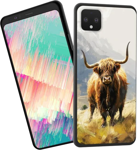 Vista 71 de Funda delgada para Google Pixel 4 XL, funda delgada de silicona de TPU suave a prueba de golpes para Google Pixel 4 XL, gato negro luna estrellada