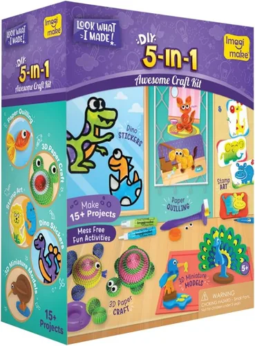 Vista 9 de Kit de manualidades Imagimake - Artes y manualidades para niños de 5 años en adelante - Arcilla de secado al aire, papel para quilling, arte