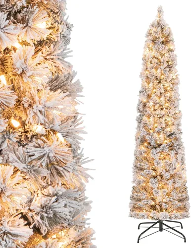 Vista 24 de Goplus Árbol de Navidad negro sin luz de 6 pies, árbol de Halloween artificial con 1036 puntas de rama, soporte de metal, árbol completo de Navidad