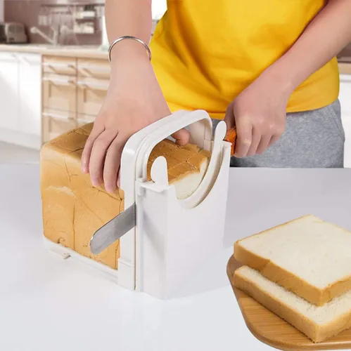 Vista 5 de Cortadora de pan Plegable con 5 moldes de diferentes espesores, adecuado para sándwich de pan de bagel casero