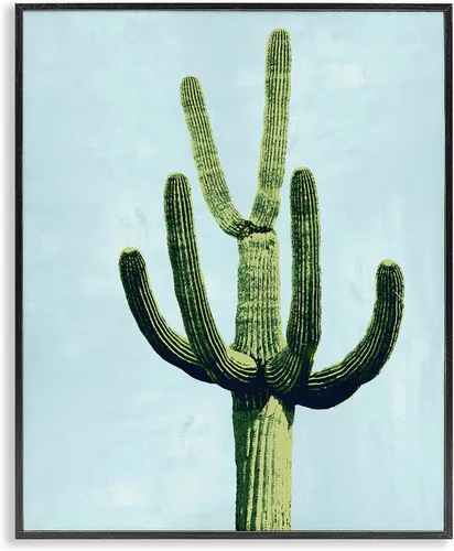 Vista 23 de Abstracto Cactus Trio Botanical, 11 x 14 pulgadas enmarcado Giclée Print Azul