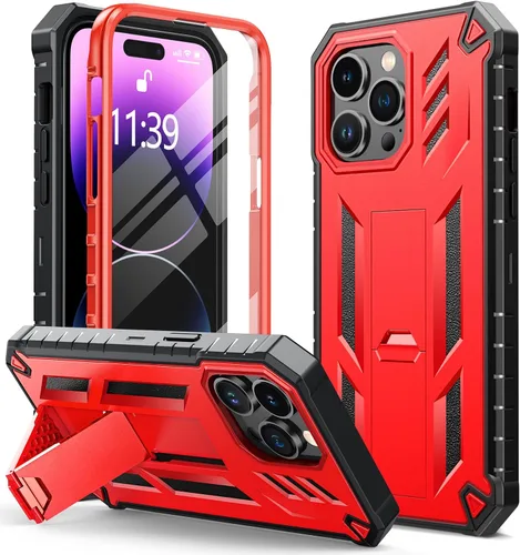 Vista 12 de para Funda iPhone 14 Pro Max: Cubierta de teléfono celular resistente de grado militar con patada y funda Protección contra golpes de TPU