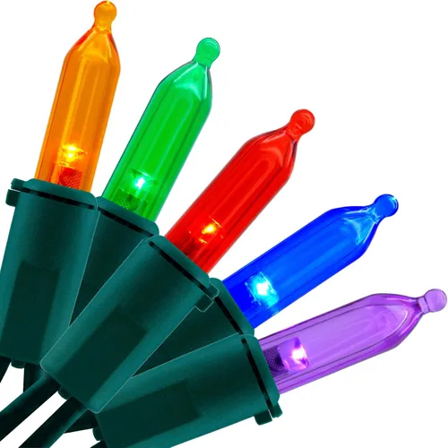 Vista 16 de YULETIME - Luces de Navidad LED púrpuras con cable marrón, 33 pies, 100 unidades, juego de luces de cadena certificadas por UL, calidad comercial