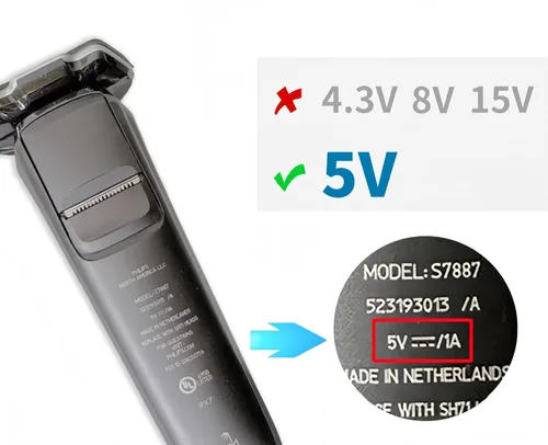Vista 2 de Qjin Cable de carga USB para afeitadora Philips Norelco S3243, S3341, S5880, S7885, S7886, S7887, HS7980, HS9980, X3001, X9002, XP9402 - Cable