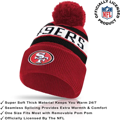 Vista 2 de Ultra Game Gorro de punto de invierno oficial de la NFL para jóvenes, súper suave, con guantes extra cálidos para pantalla táctil Color del equipo 1