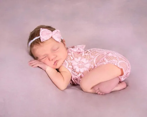 Vista 3 de Recién nacido bebé niña fotografía accesorios foto sesión trajes traje infantil encaje tocado mamelucos
