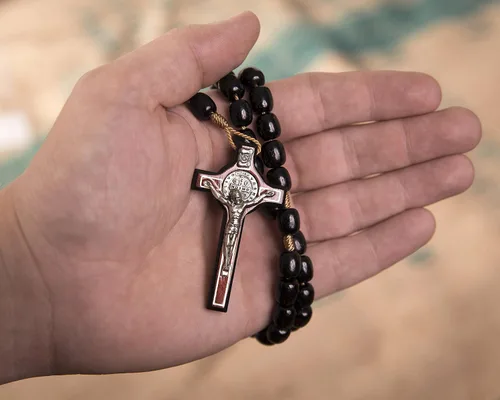 Vista 7 de Intercession Mens Large St Benedict Wood Rosary