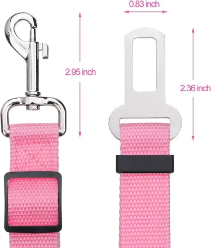 Vista 2 de Elisel Elisel - Paquete de 2 cinturones de seguridad de automóvil para mascotas, perros y gatos, longitud ajustable, accesorios para mascotas