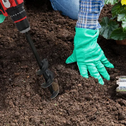 Vista 7 de ERYTLLY Broca de taladro para plantar de 2 x 14.5 pulgadas, herramienta de maceta de bulbo en espiral para agujeros de paraguas, excavadora