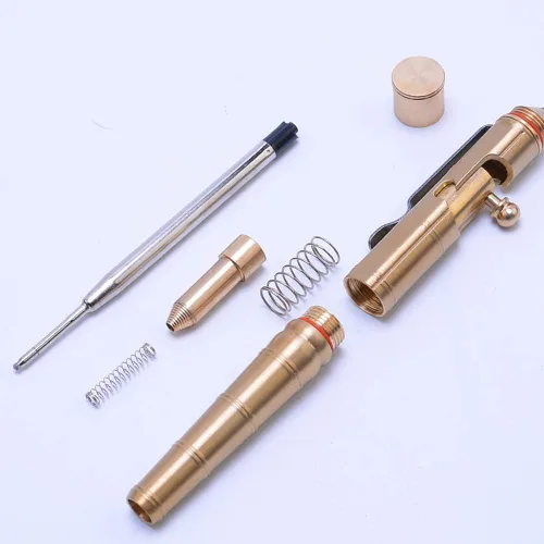 Vista 2 de Pluma en forma de bambú de latón macizo, Bolt Action EDC Pocket Signature Bolígrafo (latón)