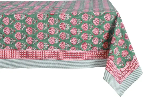 Vista 91 de ATOSII Mantel 100% algodón, Amara, floral, hecho a mano, rectangular, de lino, para cocina, comedor, fiestas, bodas, exteriores, picnics, Pascua