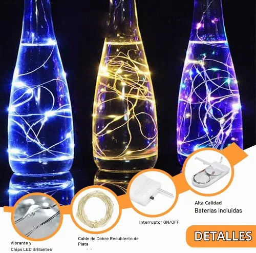 Vista 2 de Ostwiki Guirnalda de luces de hadas que funcionan con pilas, paquete de 6 mini luces de 20 LED, 2,1 metros, luz centelleante de luciérnagas