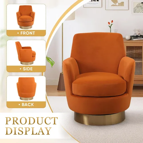 Vista 6 de Silla giratoria de 360°, silla giratoria de barril moderna y acogedora de 28.3 pulgadas, sofá redondo de peluche, cómoda silla de lectura pequeña