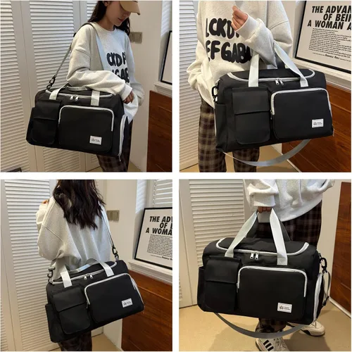 Vista 122 de Pequeña bolsa de gimnasio para mujer, bolsa de viaje con compartimento para zapatos