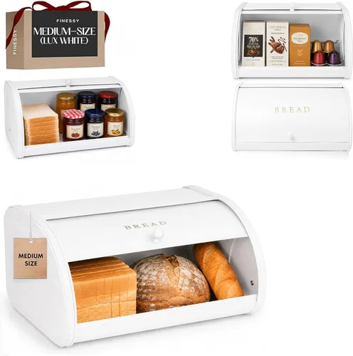 Vista 10 de FINESSY Top grande del rollo de la caja de pan, caja de pan blanca del luxe blanco