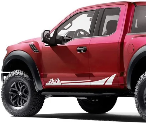 Vista 7 de 2 calcomanías de vinilo con diseño de rayas deportivas para Ford F150 Series 2009-2022 (negro brillante)
