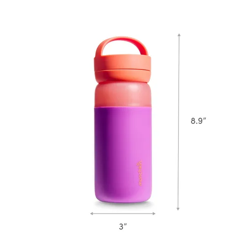 Vista 6 de Munchkin Stay Cool Botella de agua aislada con popote para niños pequeños, 12 onzas, azul