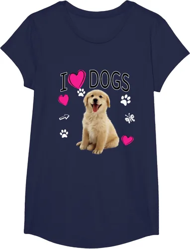 Vista 65 de Camiseta I Love Dogs - Camiseta Golden Labrador retriever, Azul Negro