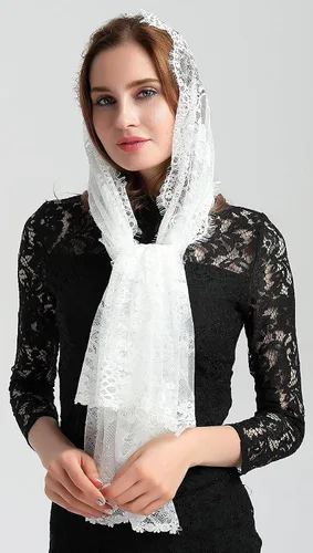 Vista 5 de Bufanda de encaje floral vintage de pestañas capilla velo mantilla infinito latino masa S04