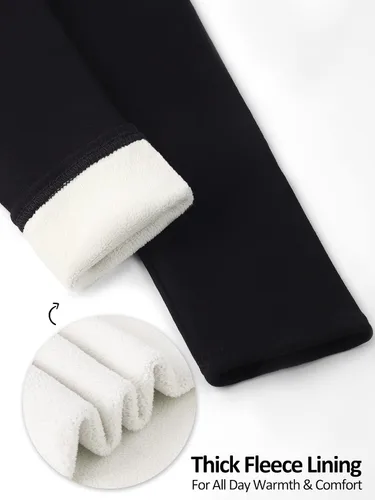 Vista 5 de Resinta Paquete de 3 leggings térmicos con forro polar de algodón para niñas, elásticos, cálidos, hasta el tobillo, para niñas