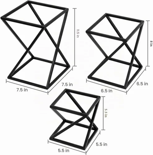 Vista 6 de MyGift Estantes para pizza, juego de 3 elevadores de alimentos para mesa de buffet, giratorios, geométricos, mate, de metal, apilables, para Metal