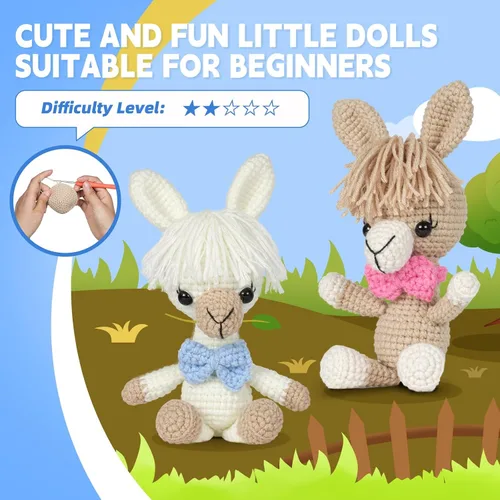 Vista 4 de mehorkook Kit de ganchillo para principiantes, tutoriales en video paso a paso, ideal para adultos y niños, proyectos de animales de ganchillo