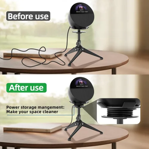 Vista 4 de Small Metal Tripod Holder for Echo Spot, Cute Desktop Speaker Mount Stand Portable with Cable Management, Adjustable Height from 4.3"-6.6", 1 Pack