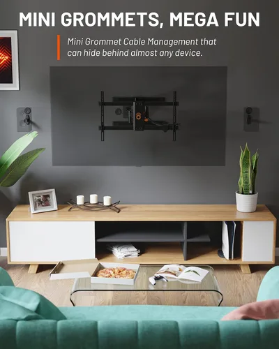 Vista 2 de ECHOGEAR Ocultador de cable de TV - Kit de gestión de cables mini en pared de 2.5 pulgadas, corrector de cables para televisores montados en la Negro