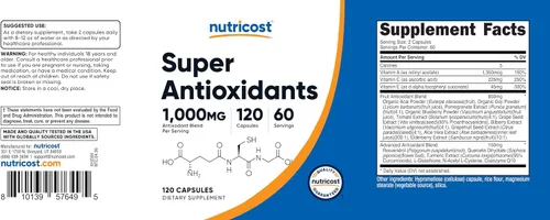 Vista 6 de Nutricost Super Antioxidantes (1000 mg) 120 cápsulas – Suplemento antioxidante para hombres y mujeres con Acai, Goji, arándanos y más, 60 porciones
