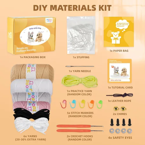 Vista 3 de MOREJMTT Kit de ganchillo para principiantes, aprende a tejer, incluye hilo suave fácil de tejer, tutorial en video paso a paso, gancho, regalo