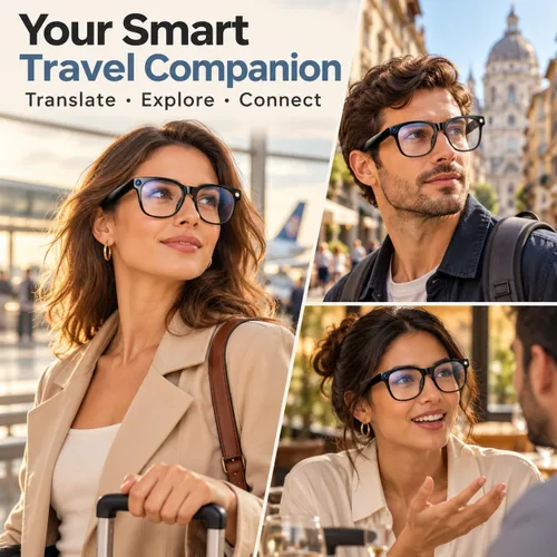 Vista 9 de GenXenon Gafas inteligentes AI con cámara, video 4K y traducción en tiempo Gafas de cámara negra