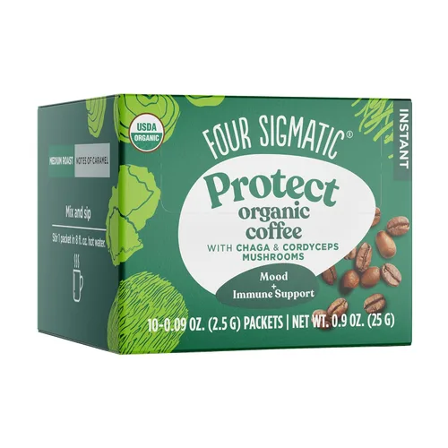 Vista 13 de Four Sigmatic - Café instantáneo de tostado medio orgánico adaptógeno con ashwagandha, chaga y tulsi, apoyo inmunológico y alivio del estrés, Keto
