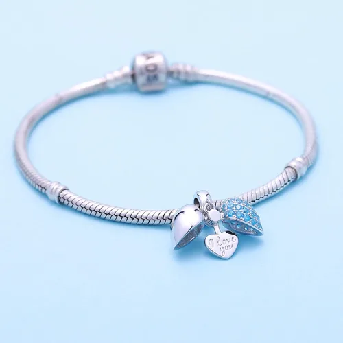 Vista 4 de SOUKISS Abalorios colgantes de plata de ley 925 con diseño de corazón de amor para Pandora, pulsera y collar