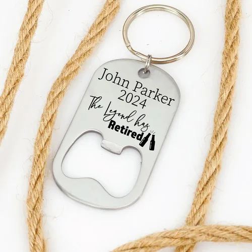 Vista 5 de Idea personalizada de regalo de jubilación, llavero abrebotellas, regalo de jubilación para él, abrebotellas para hombres, regalo para jubilados