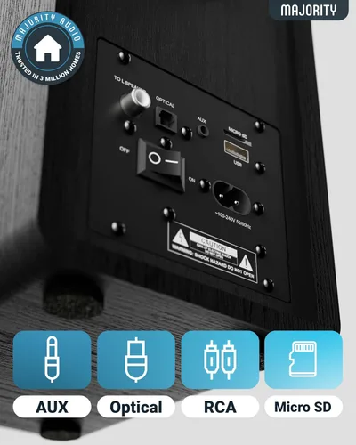 Vista 6 de Majority Altavoces de estantería con Bluetooth Juego de altavoces de monitor de estudio Conferencias de estudio para PC y tocadiscos 2.0
