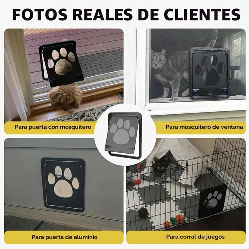 Vista 7 de Puerta para perros para puerta de pantalla, puerta para gatos con inserto pequeño para puerta corredera de fácil instalación, pequeña 8"×10