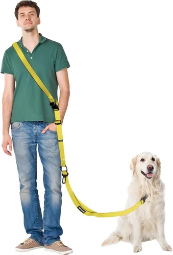 Vista 12 de Juego de correa para perro manos libres y cinturón de seguridad para Asas dobles suaves, absorben los golpes, clip de 360°, diseño reflectante