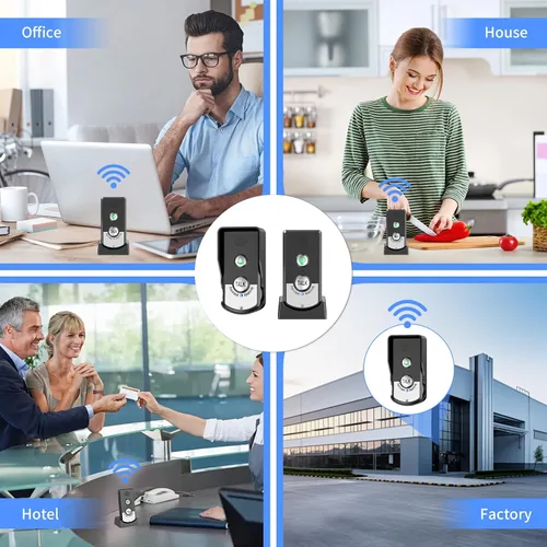 Vista 3 de Timbre inalámbrico de 2 vías, intercomunicador para interiores y exteriores, 3280 pies de largo alcance, sistema de intercomunicadores para puerta