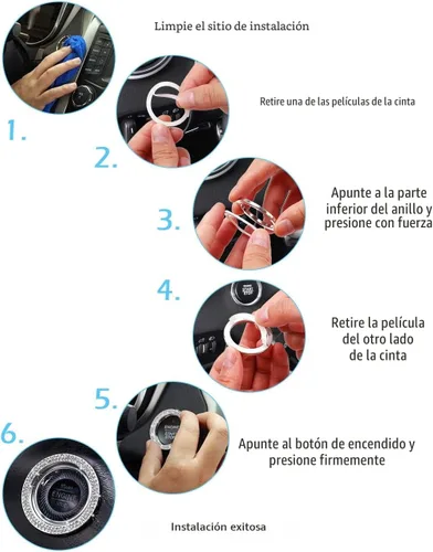 Vista 7 de ToBeQueen Anillo de cubierta de botón de arranque con diamantes de imitación, interior de diamantes de imitación de cristal para principiantes