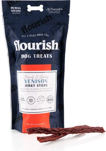 Vista 11 de Flourish Pets Angus - Palitos de carne seca de res, golosinas para perros, masticables de entrenamiento saludable (8 onzas)