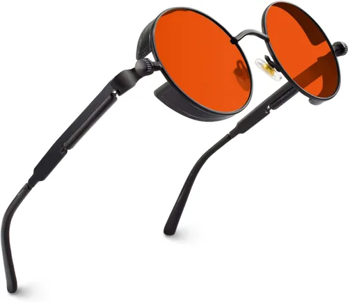 Vista 21 de CGID Retro Steampunk Round Polarized Sunglasses Men Womens Metal Circle Frame UV400 Protection E72