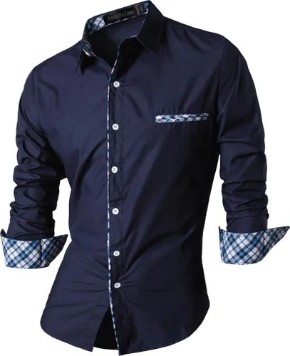 Vista 24 de jeansian - Camisas de manga larga de ajuste entallado para hombre (8397), con botones, informales y de vestir.