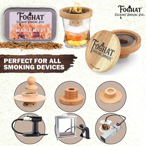 Vista 5 de Chips de madera para ahumar cócteles, virutas de arce de 4 onzas para ahumador, whisky y bebida, chips de madera culinaria para ahumar de mano