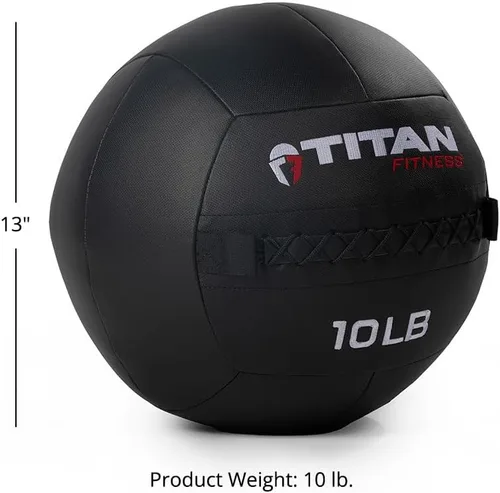 Vista 2 de Titan Fitness Soft Shell Medicine Wall Ball, Cross-Texture Grip