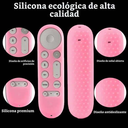 Vista 3 de Funda protectora para Google TV Streamer 4K 2024 Chromecast Remote Case Funda y caja de control remoto, brilla en la oscuridad, rosa brillante